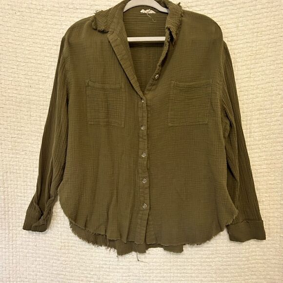 Olive Green Button Down✨ - Picture 1 of 7
